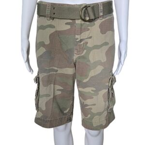 AEROPOSTALE Army Green Camouflage Camo D-Ring Canvas Belt Cargo Short UNISEX 28